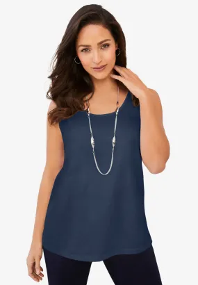 Stretch Cotton Horseshoe Neck Tank