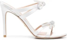 Stuart Weitzman 110mm SW Bow crystal embellished sandals White