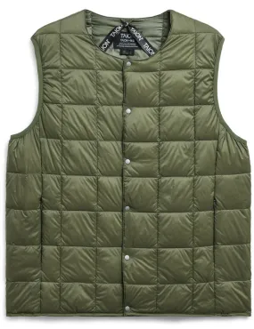 Taion Crew Neck Button Down Vest Dark Olive