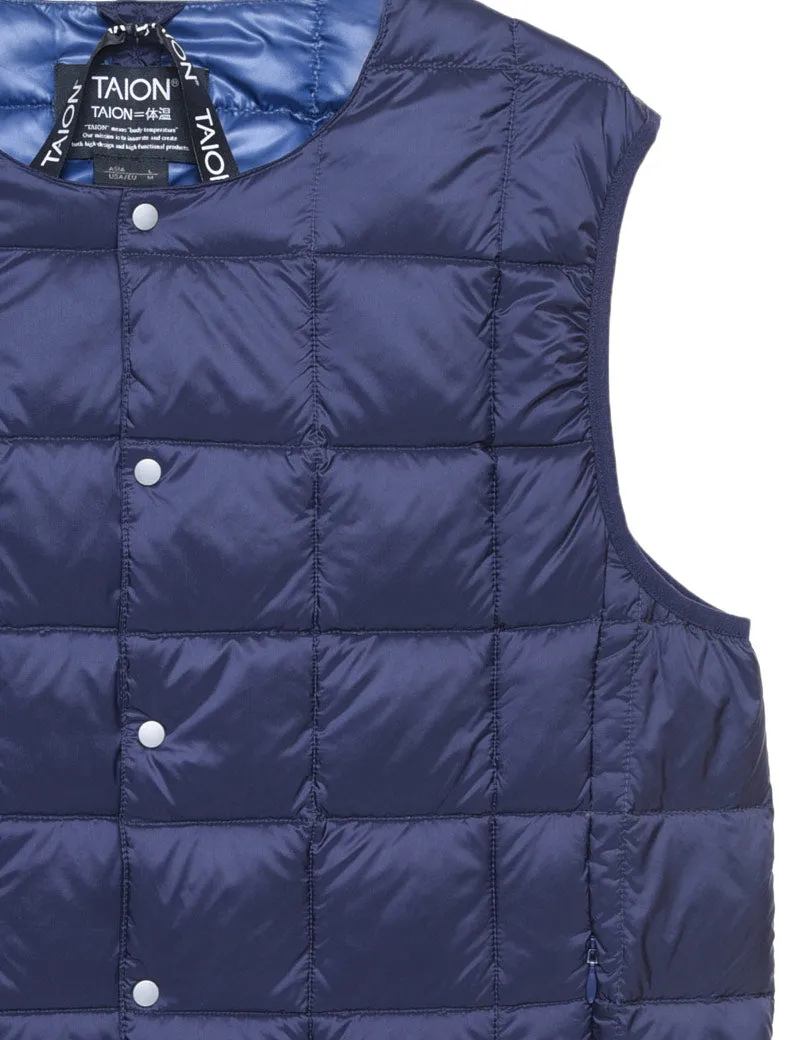 Taion Crew Neck Button Down Vest Navy