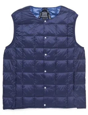 Taion Crew Neck Button Down Vest Navy