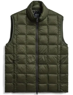 Taion Hi Neck With Zip Down Vest Dark Olive