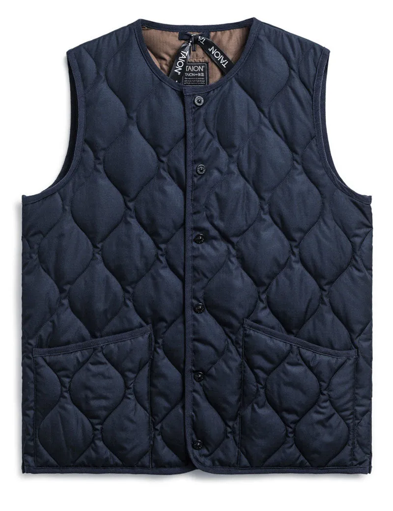 Taion Military Crew Neck Down Vest Dark Navy