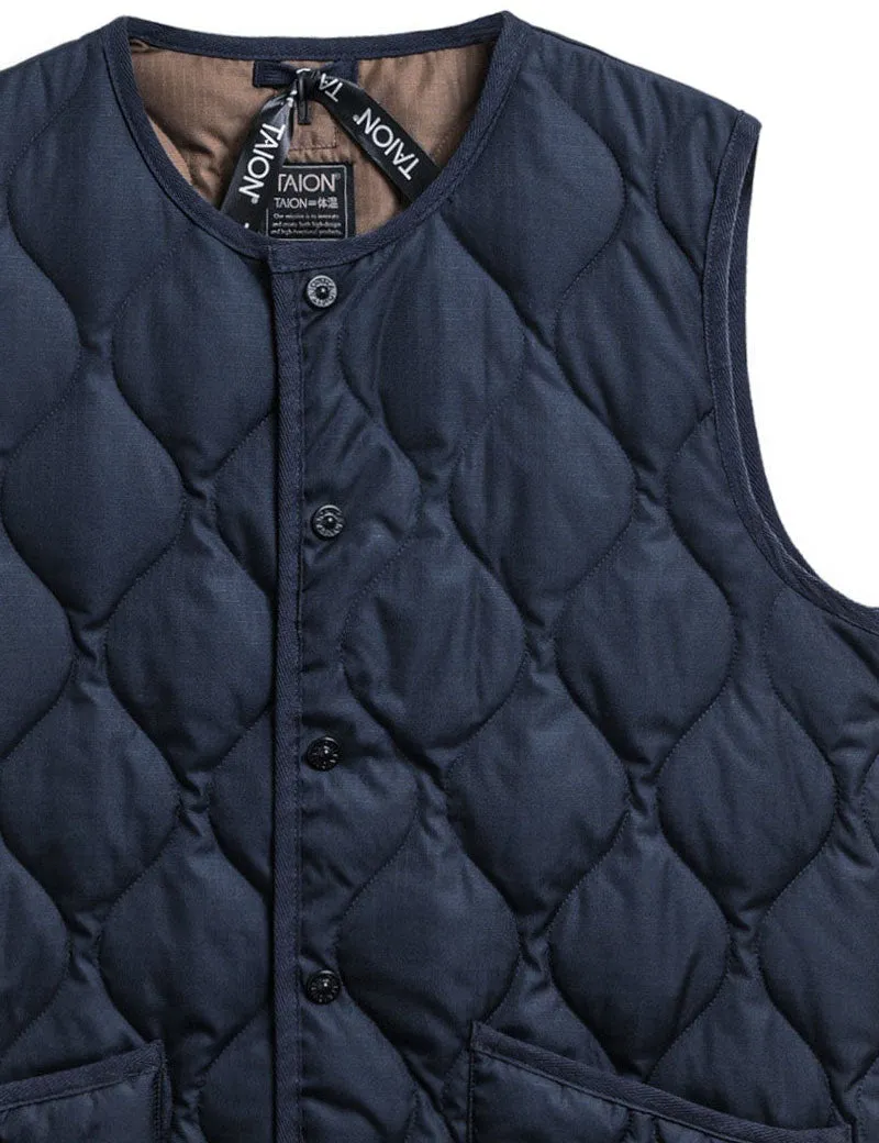 Taion Military Crew Neck Down Vest Dark Navy