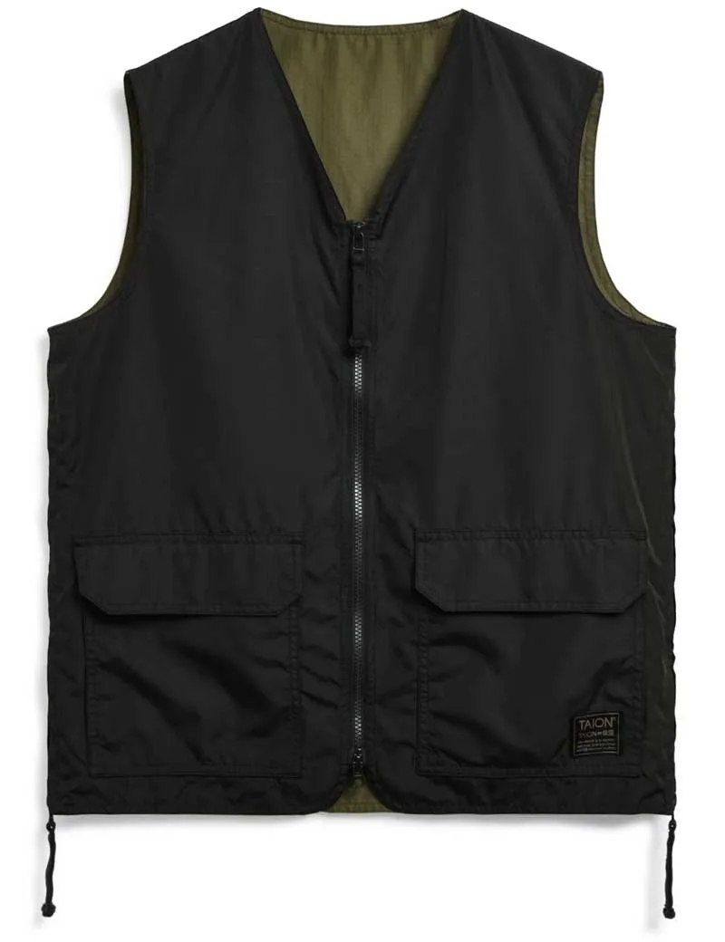 Taion Military Reversible V Neck Vest Black