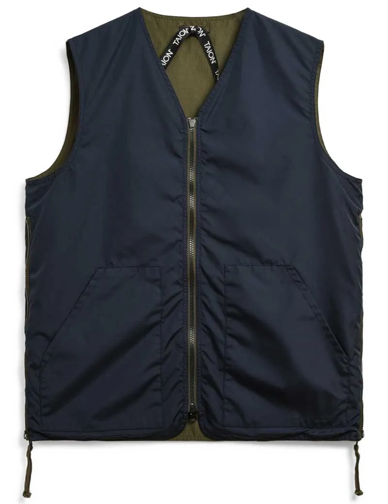 Taion Military Reversible V Neck Vest Dark Olive