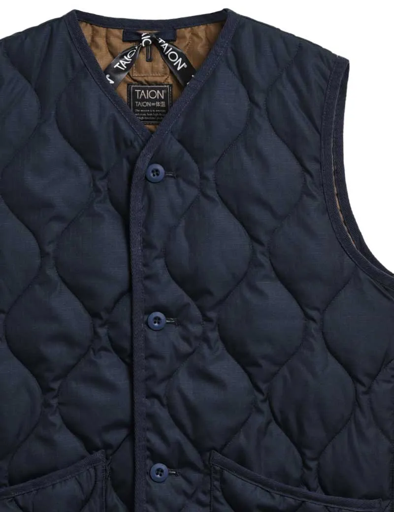 Taion Military V Neck Buton Down Vest Dark Navy