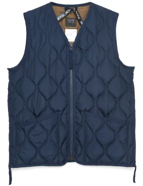 Taion Military Zip V Neck Down Vest Dark Navy