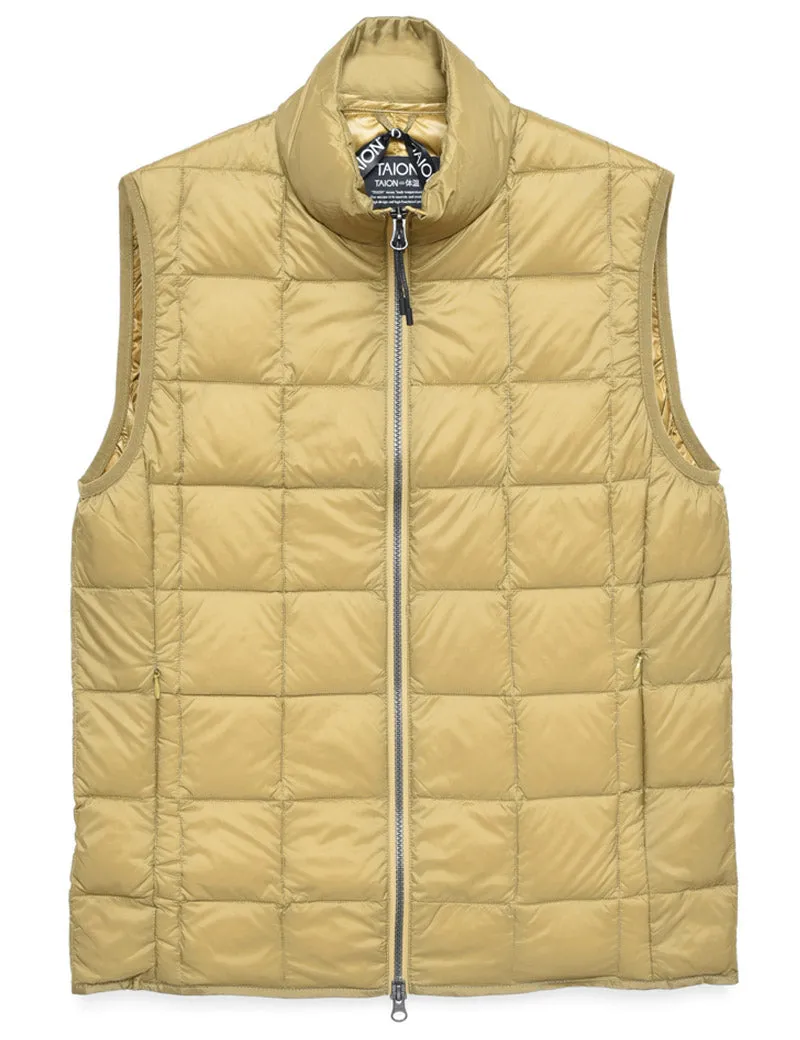 Taion Taion-002 Hi Neck With Zip Down Vest Beige