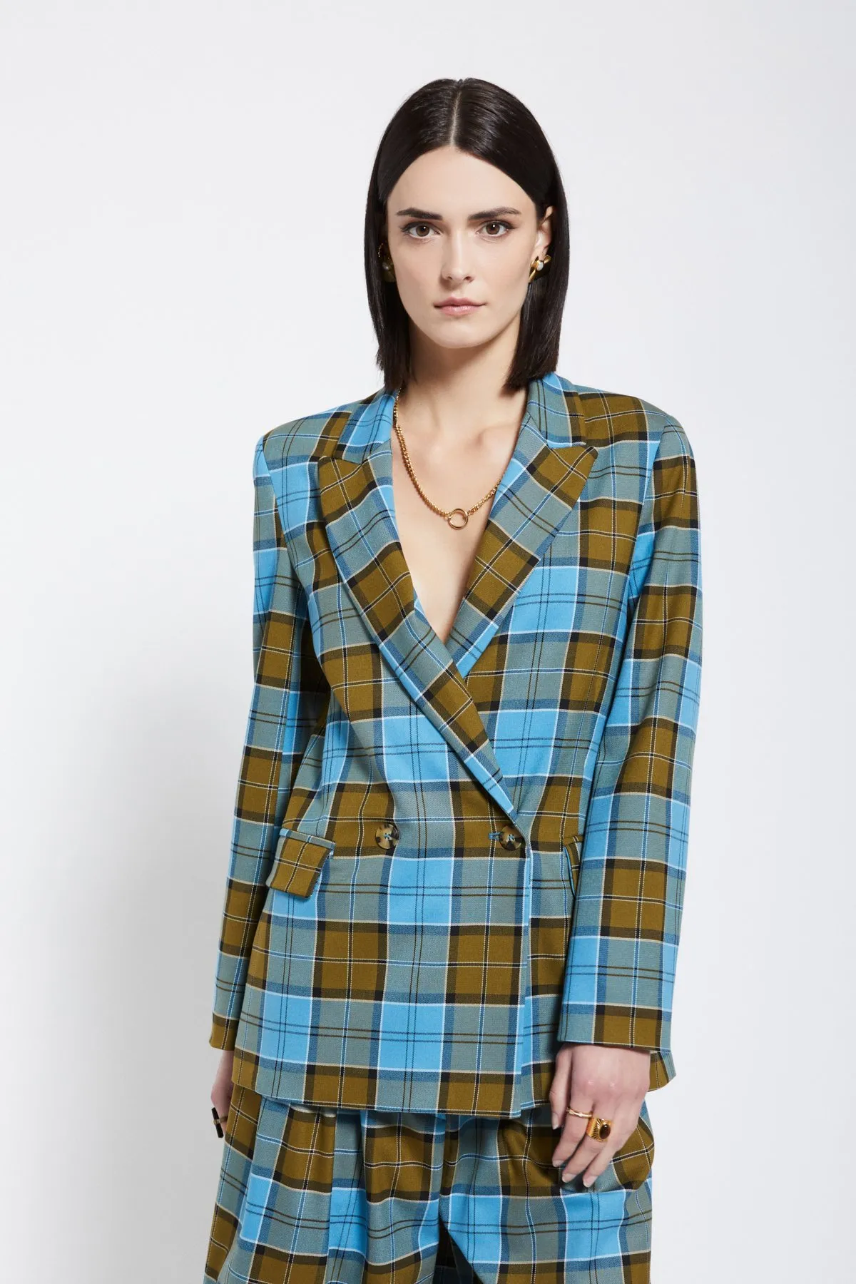 Tartan double-breasted jacket