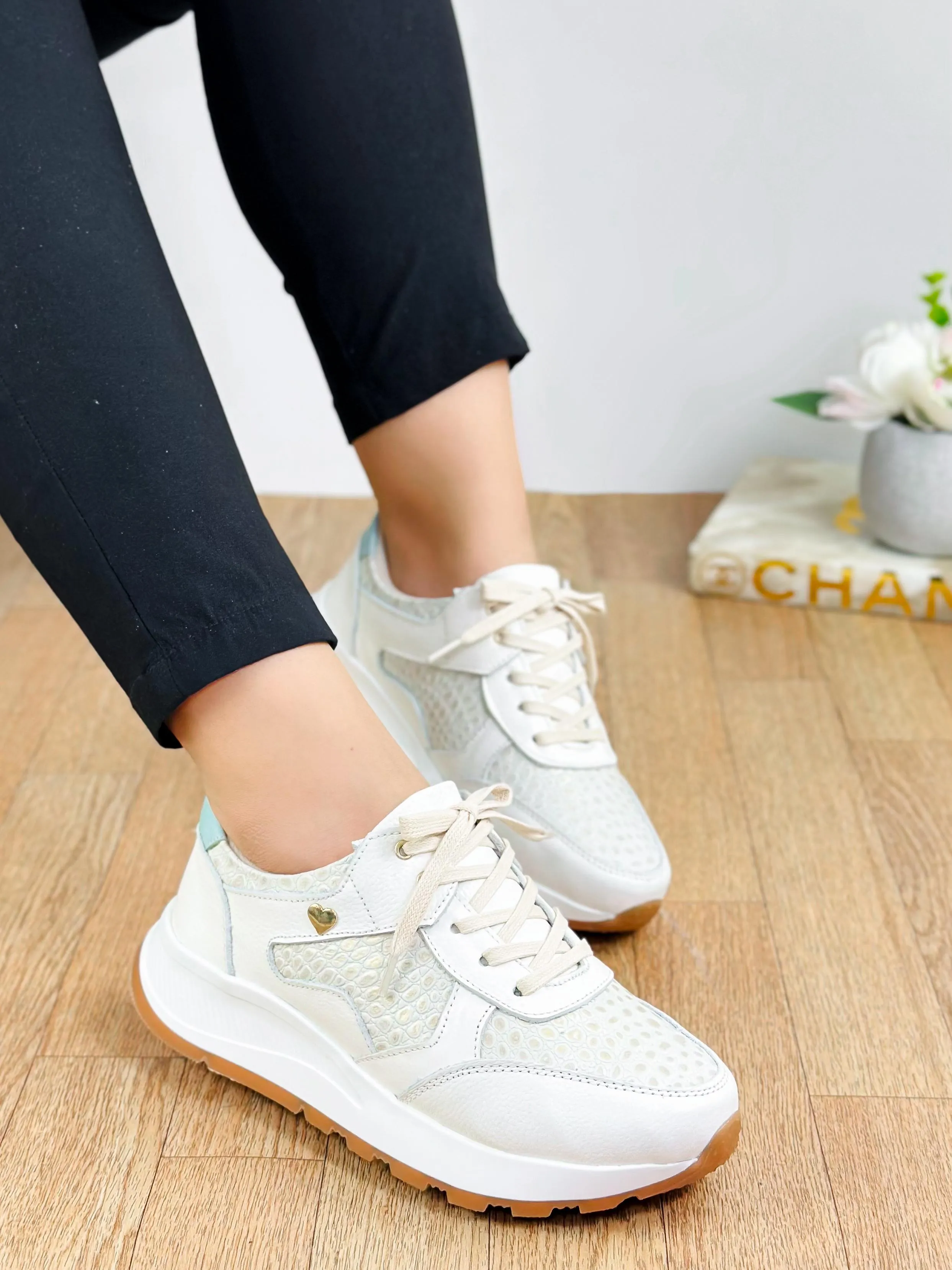 Textured Heart Accent Sneakers