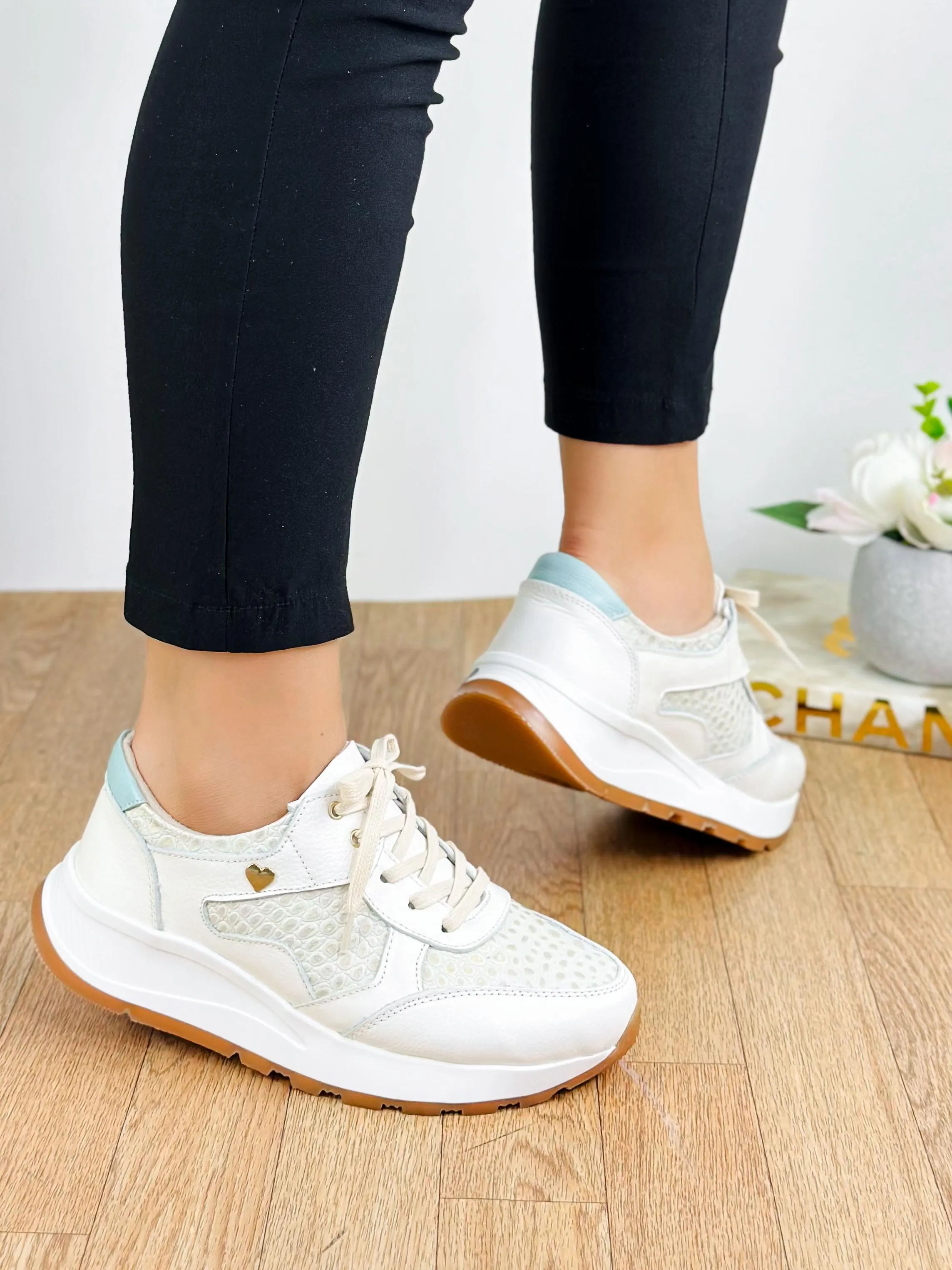 Textured Heart Accent Sneakers