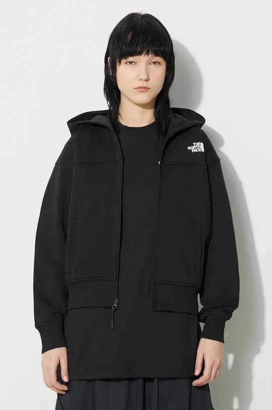 The North Face sweatshirt W Essential Fz Hoodie women's black color NF0A853VJK31