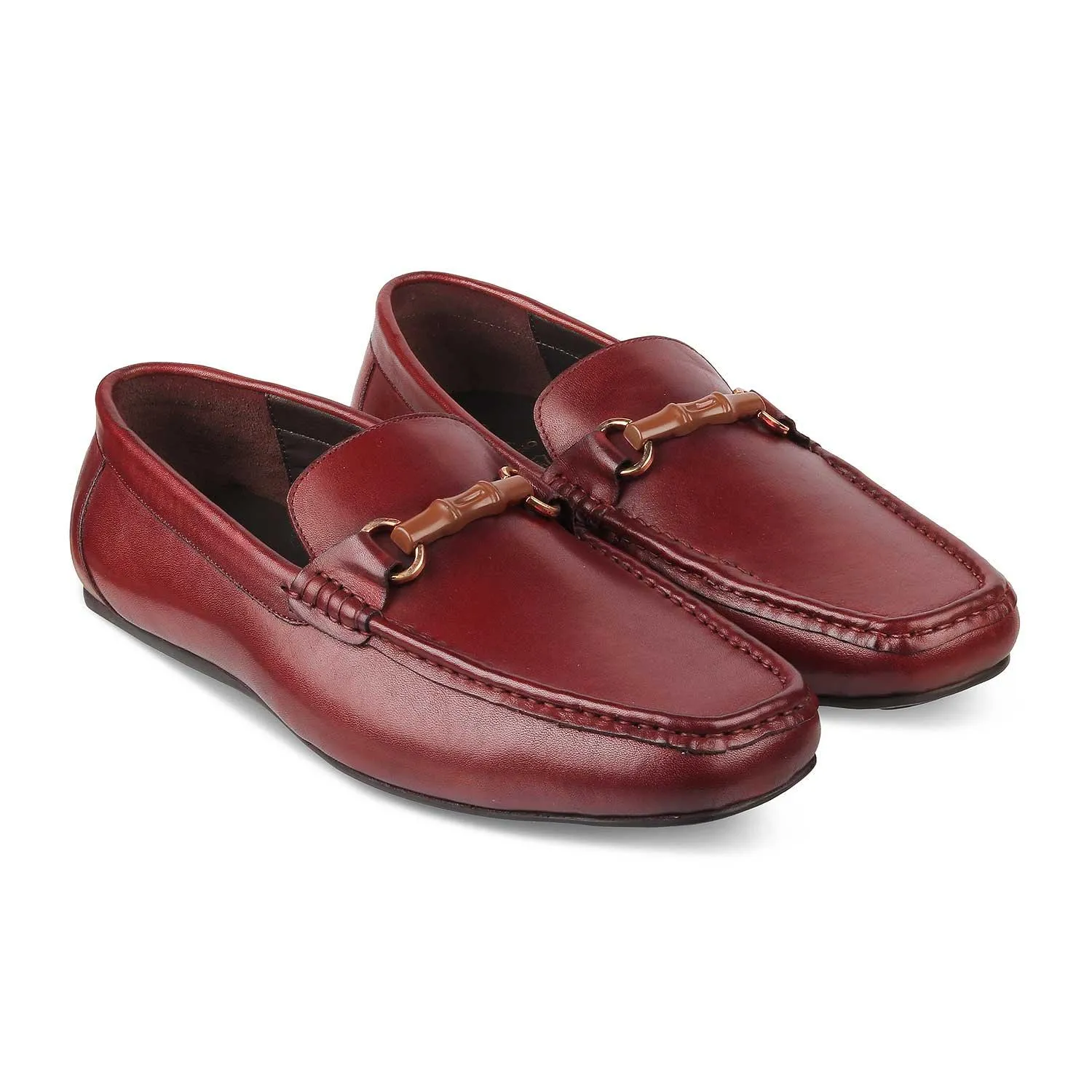 The Porter-2 Wine Men's Leather Loafers Tresmode