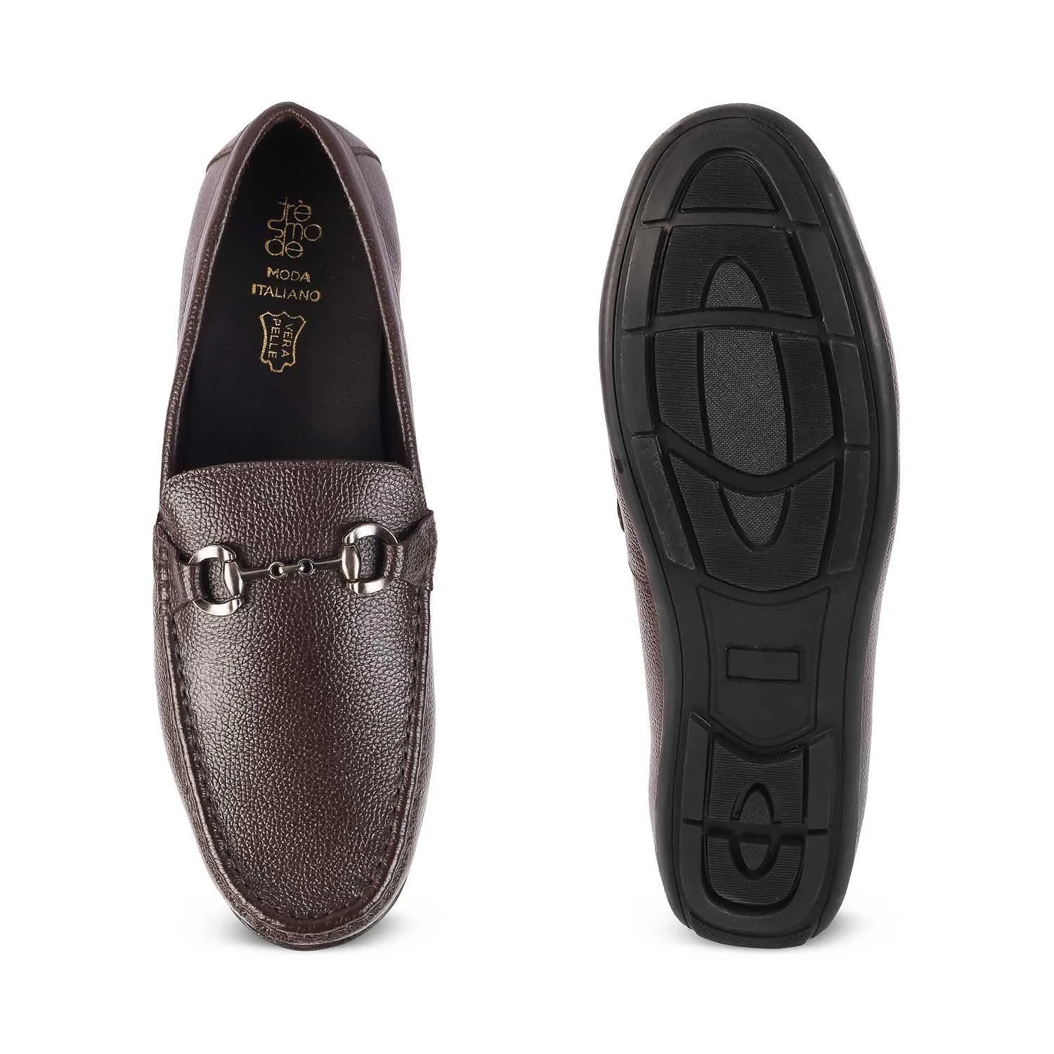 The Rosee Brown Men's Leather Driving Loafers Tresmode