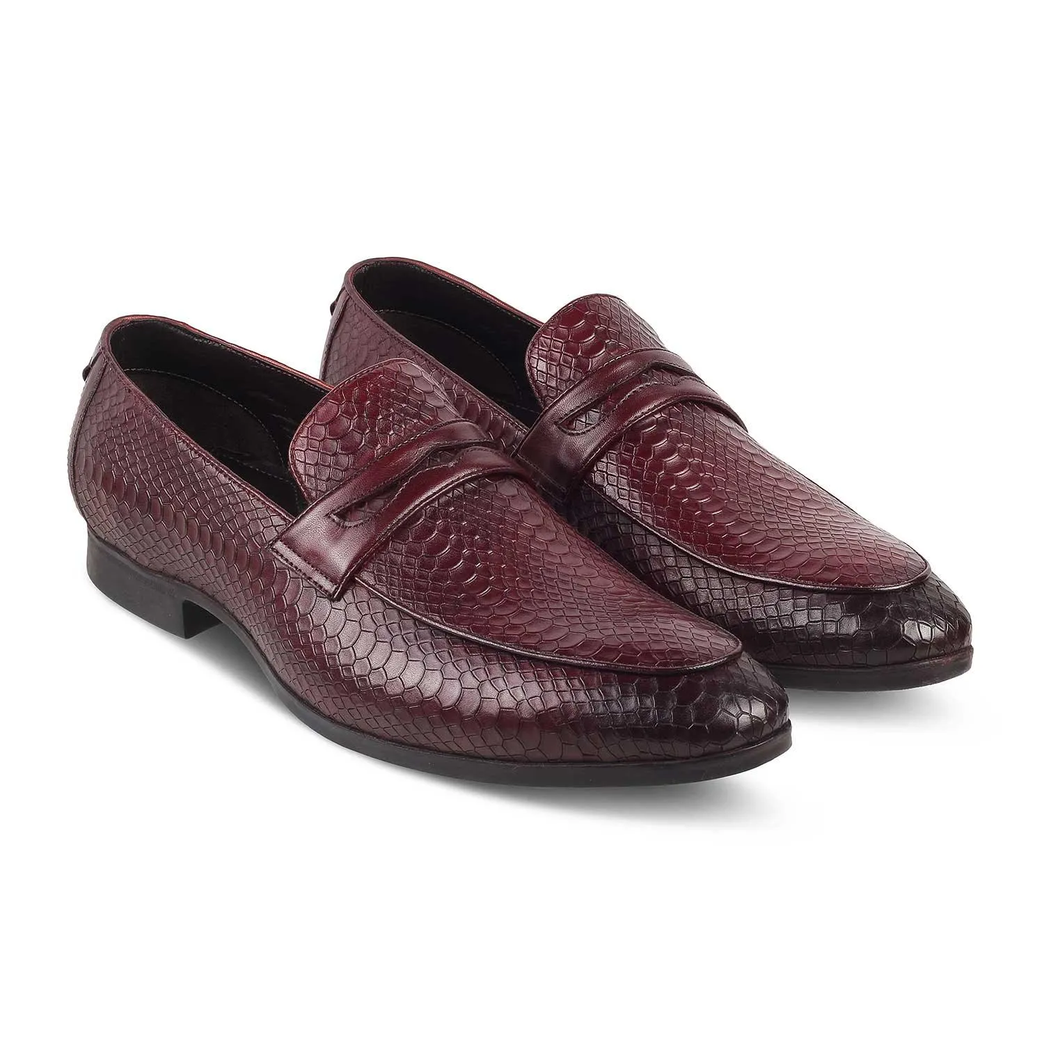 The Rosnake Wine Men's Leather Loafers Tresmode