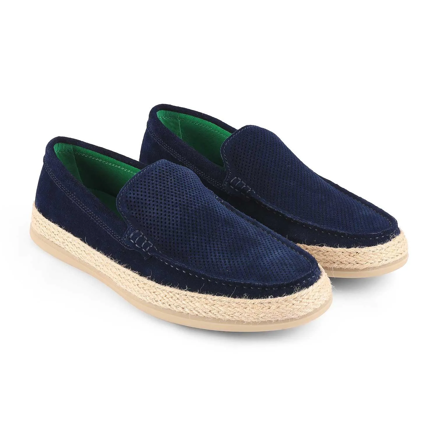 Tresmode Bath Blue Men's Suede Leather Loafers