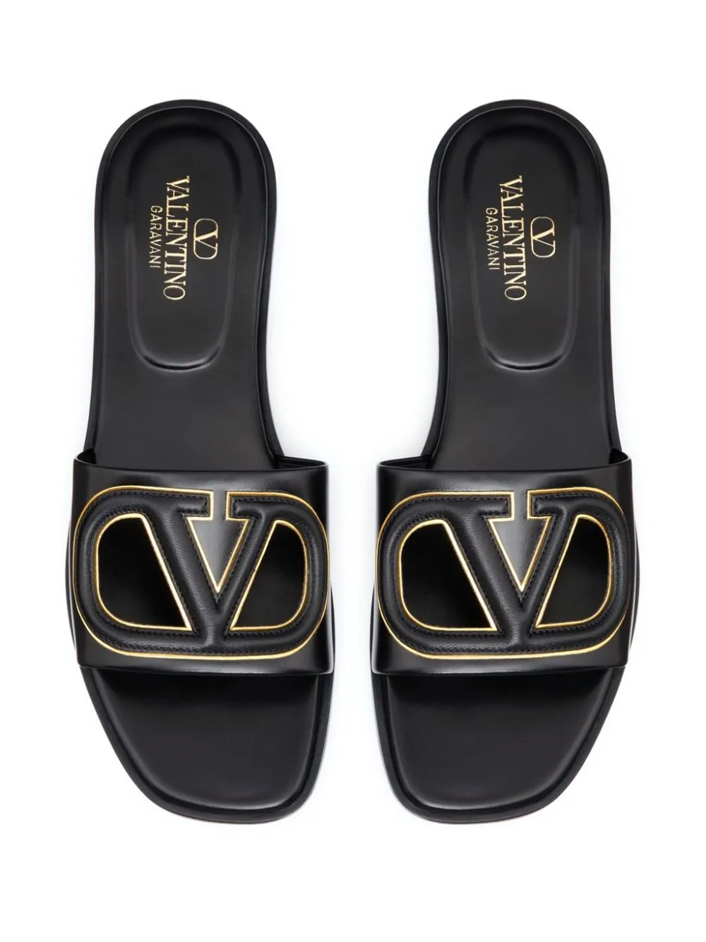 Valentino Garavani    Valentino Garavani V Logo Cut Out Leather Sandals