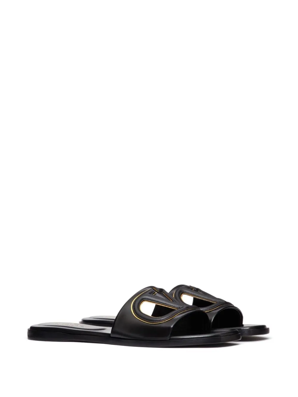 Valentino Garavani    Valentino Garavani V Logo Cut Out Leather Sandals