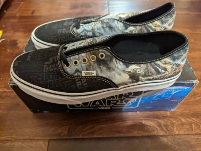 Vans star wars x authentic yoda black/white 2014 vintage movie mens new rare