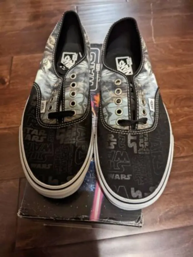 Vans star wars x authentic yoda black/white 2014 vintage movie mens new rare