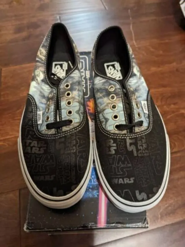 Vans star wars x authentic yoda black/white 2014 vintage movie mens new rare