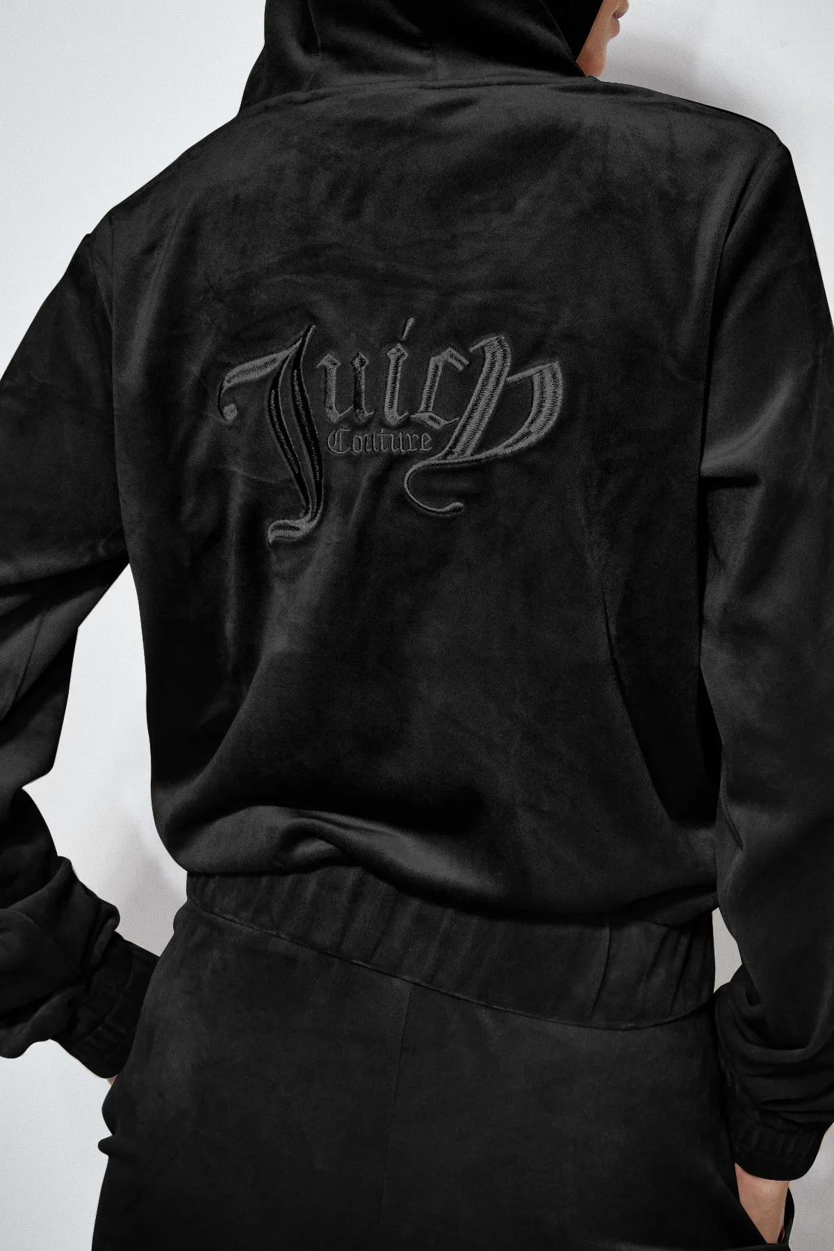 Velour Hoodie in Black