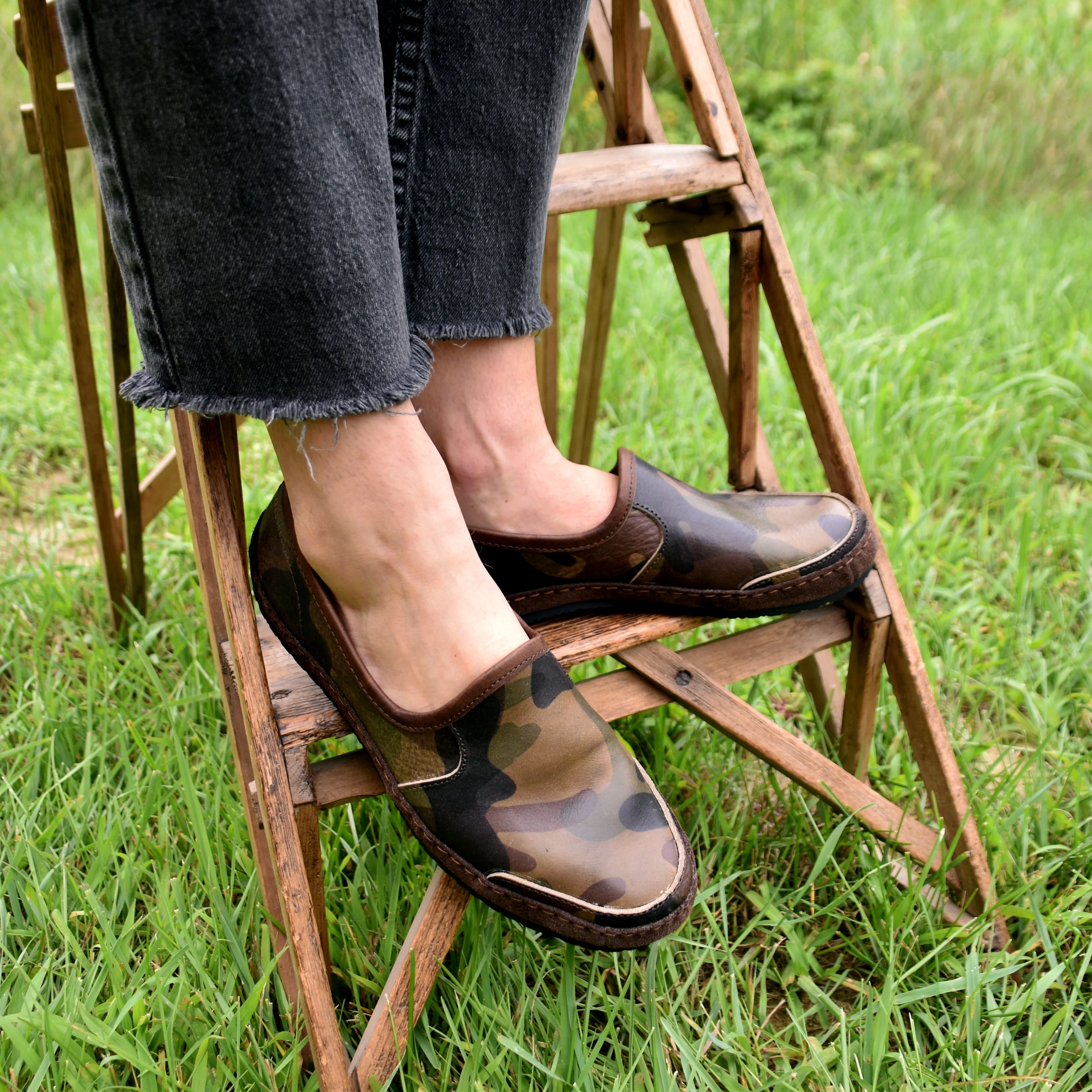 Vermont House Shoes®: Premium Italian Veg-Tan Camo Loafers