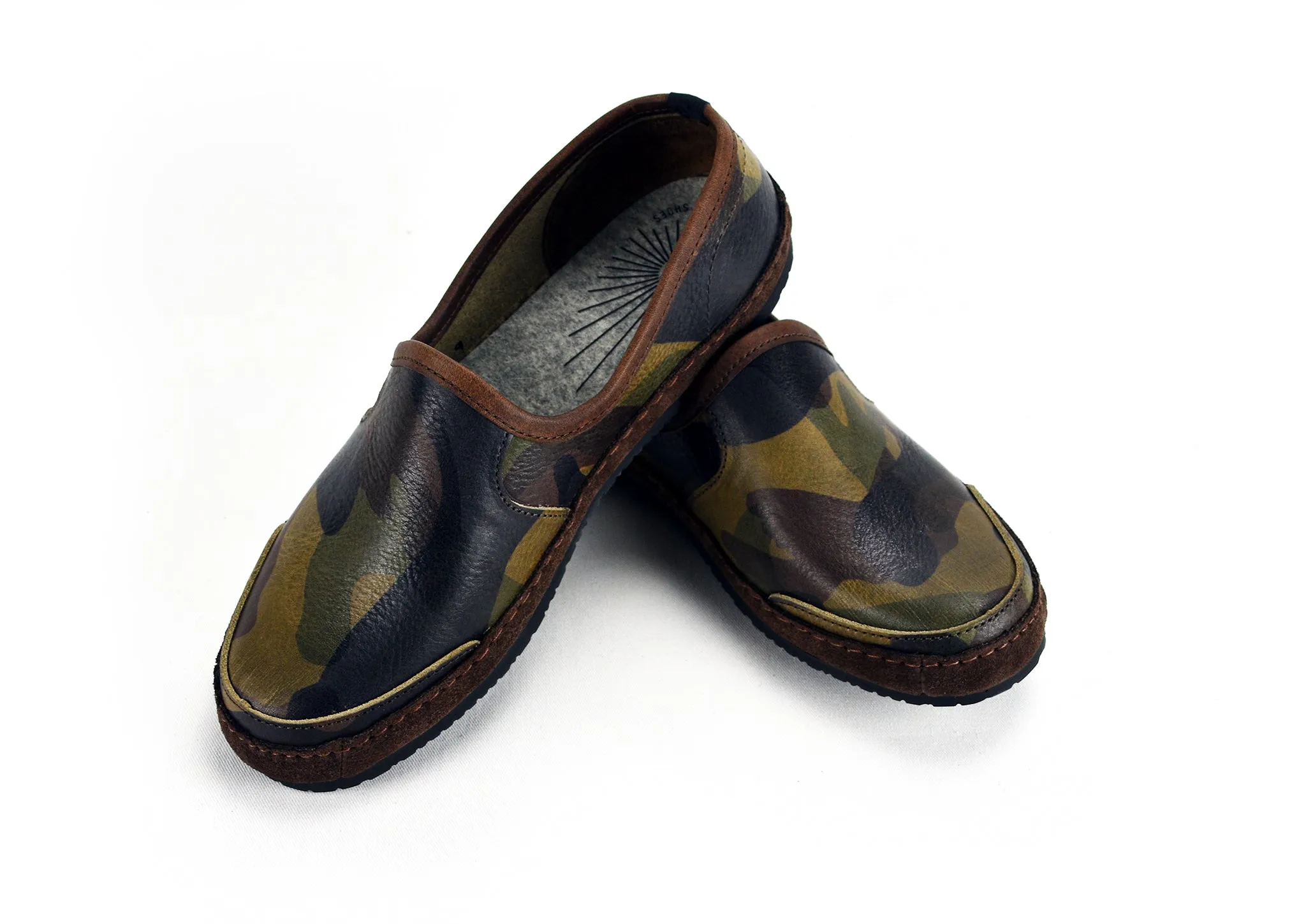 Vermont House Shoes®: Premium Italian Veg-Tan Camo Loafers