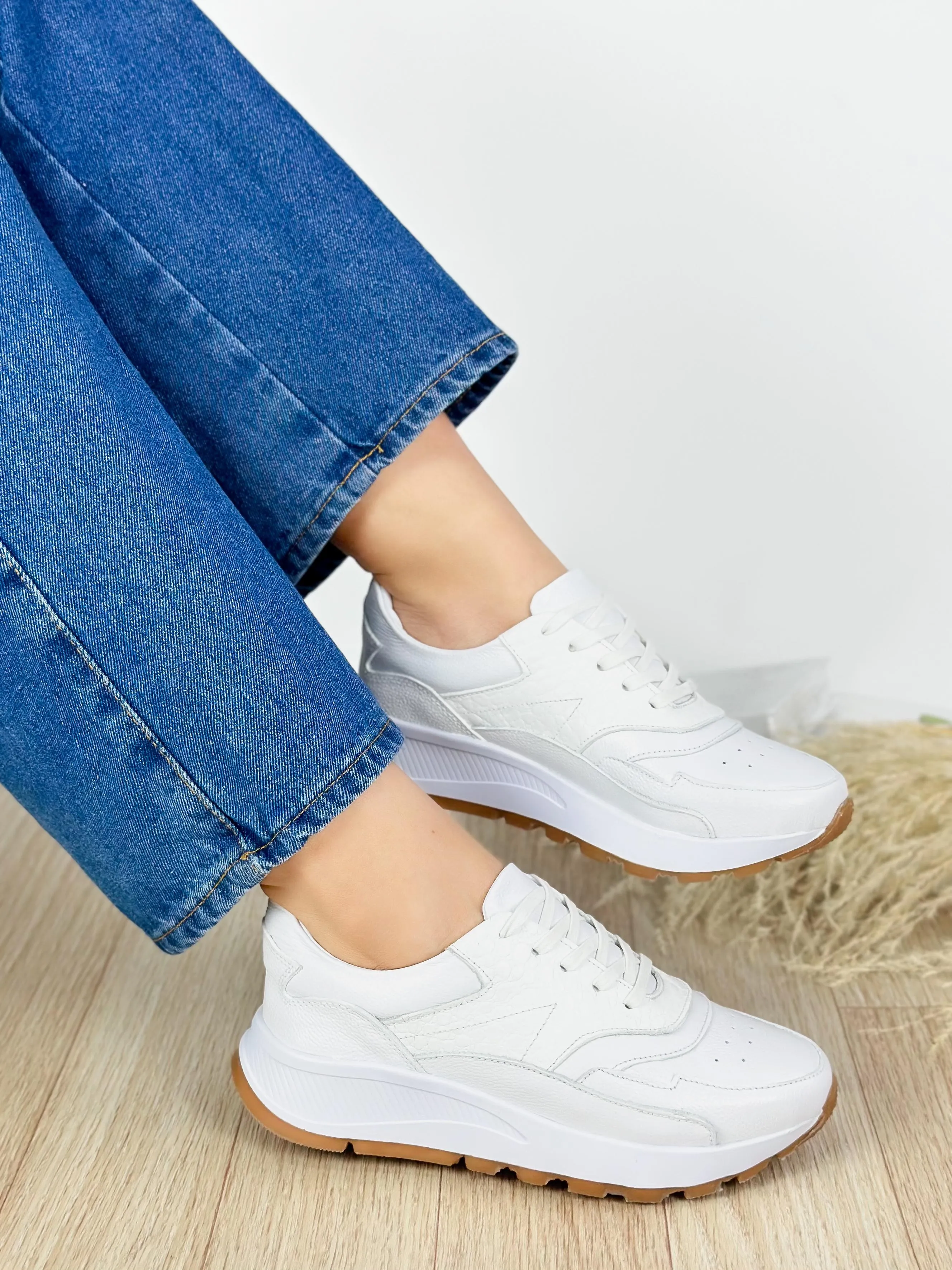 White Casual Leather Sneakers