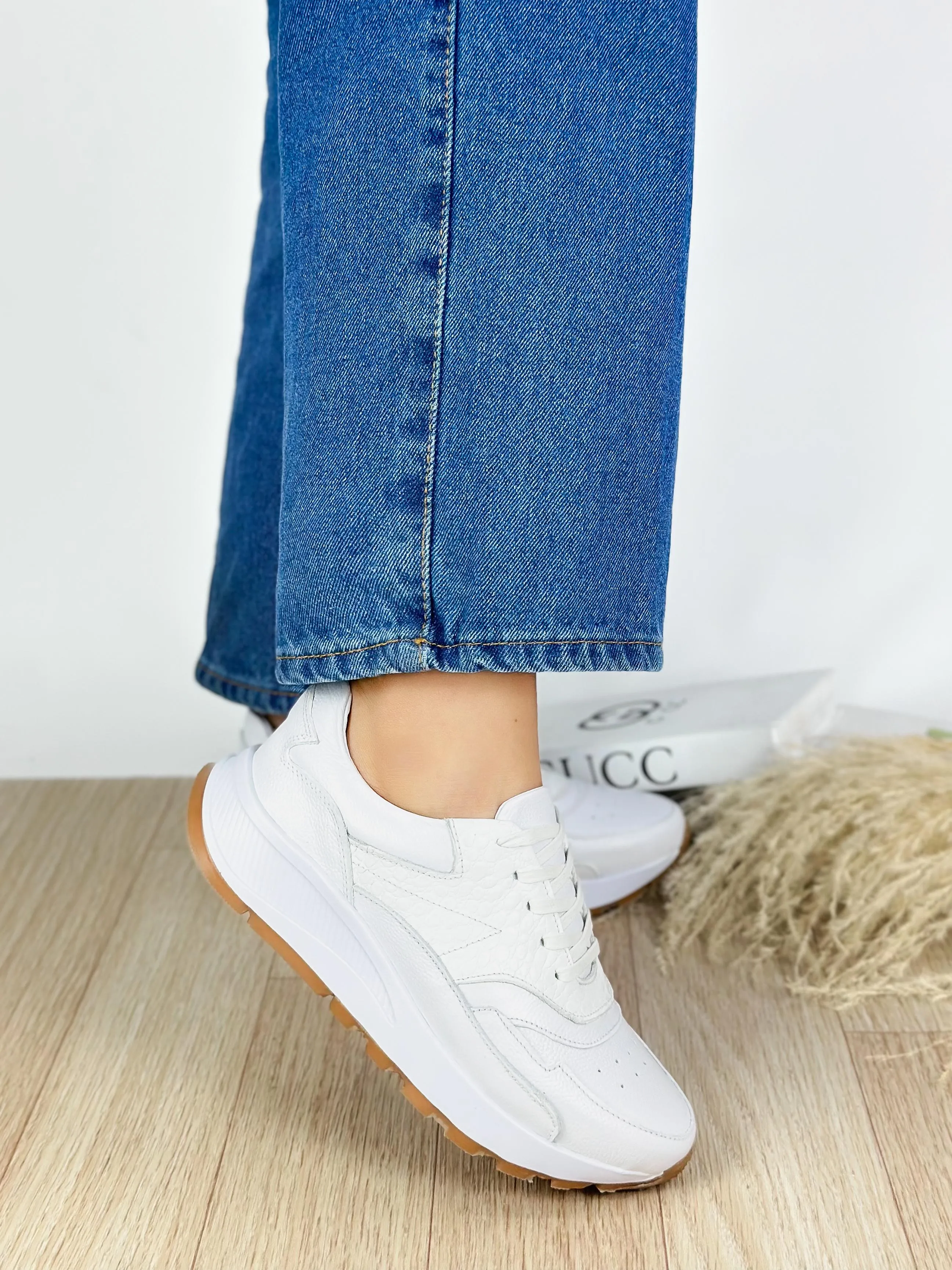 White Casual Leather Sneakers