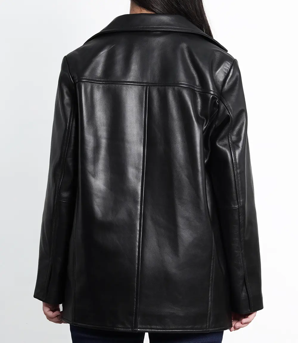 Women's Black Blazer Leather Jacket Oversized