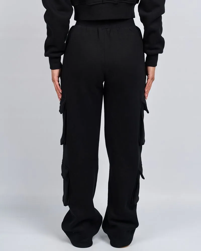 Womens Black Signature Jersey Cargo Pants