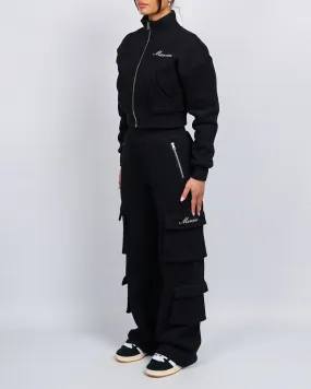 Womens Black Signature Jersey Cargo Pants