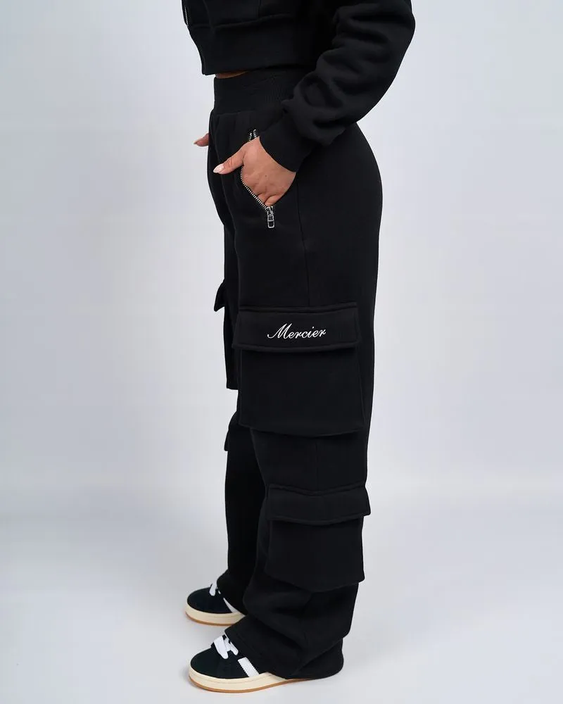 Womens Black Signature Jersey Cargo Pants