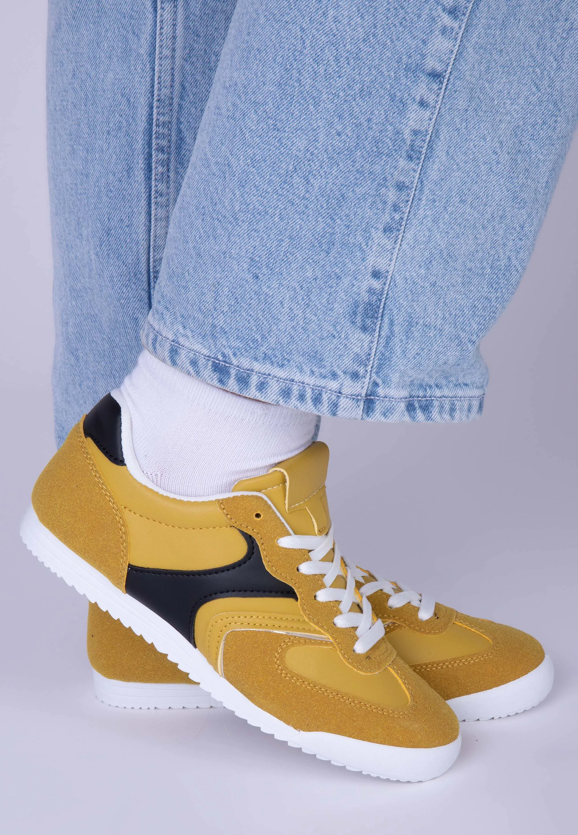 Womens Yellow Retro Runner Trainers