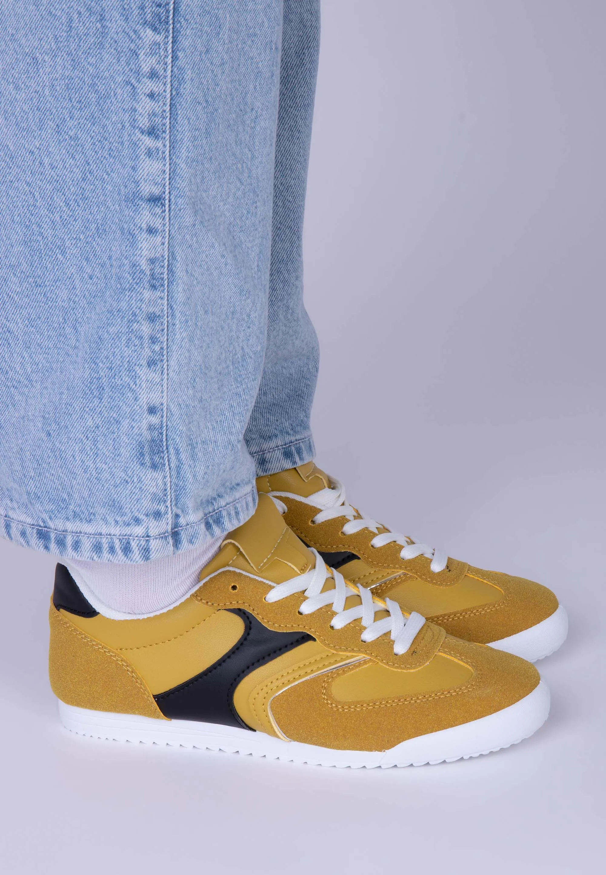 Womens Yellow Retro Runner Trainers