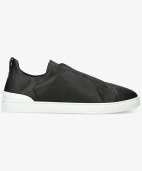 Zegna Mens Black X3 Triple Stitch leather low-top trainers